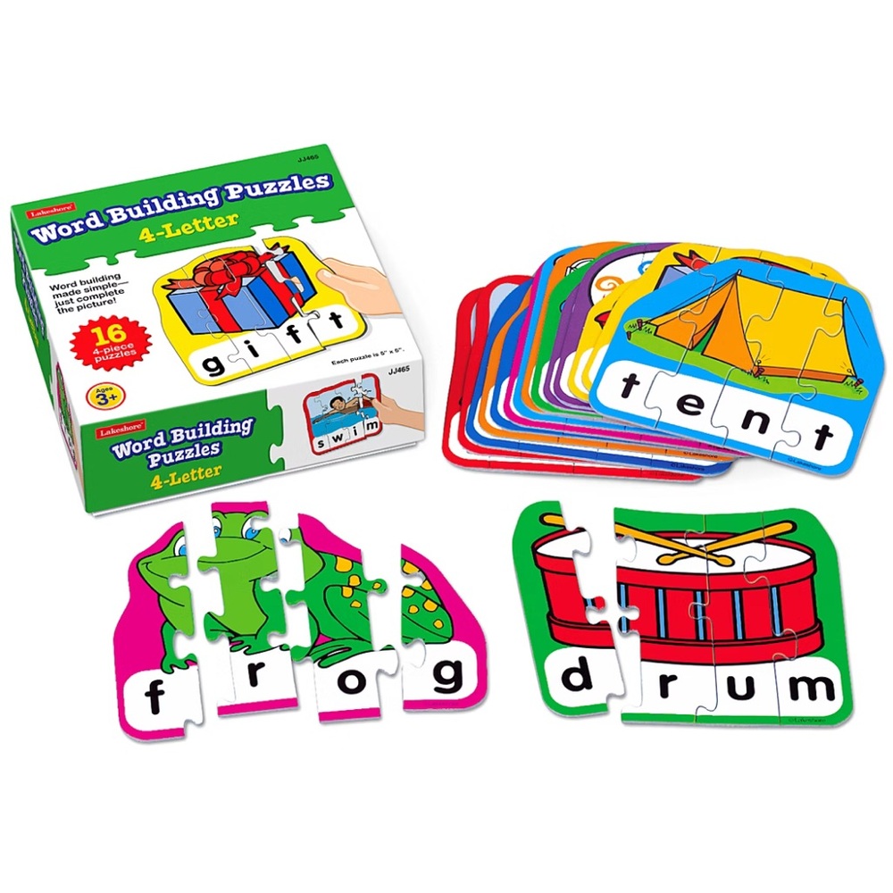 Lakeshore 4-Letter Word Building Puzzles; Complete & LIKE NEW Condition!